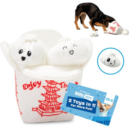 Інтерактивна іграшка для собак Barkbox 2-в-1 з плюшу – розвиваюча іграшка для собак і цуценят з пищалкою, що розривається, Andi's Dumplings (мала)