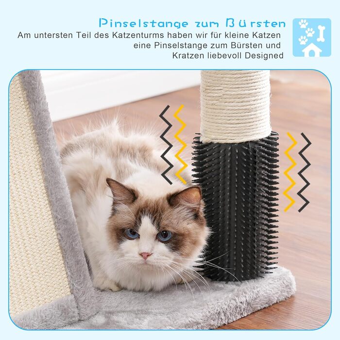 Котячий будиночок Hey-brother Kratzbaum: регульований котячий комплекс 250-280 см, до стелі, для великих котів, з гніздом, сірий, 0MPJ091W