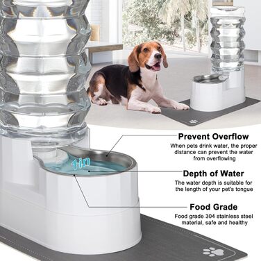 Автоматичний поїльник для тварин Sfozstra, нержавіюча сталь, 9L, з водонепроникним підкладкою та піднятим краєм для котів та собак