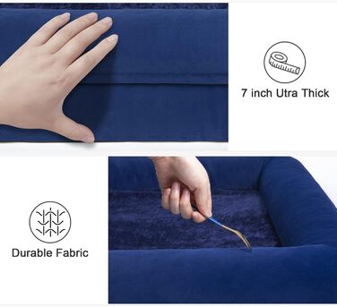 Ортопедичне ліжко для собак XL, великих порід, знімний валик для шиї, водонепроникне, рожеве, 114x89x19 см