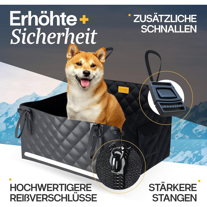 Автокрісло для собак PETPROVED - водонепроникний кошик для середніх собак, 21 кг, 75x58x36 см