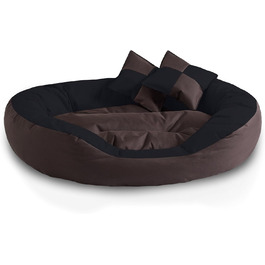 BedDog® Hundebett SABA 4в1: овальне/кругле, велике, з бортиком, XL, мокко (чорний/коричневий), 85x70x23 см