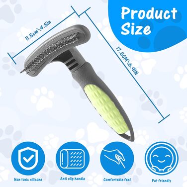 Професійна щітка для вичісування шерсті собак та котів, вичісувальна щітка для підшерстка, зменшує випадіння шерсті (зелена)