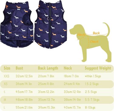 Теплий зимовий одяг для собак: куртка для маленьких собак, вітронепроникний, чорний, розмір M (S, блакитний)