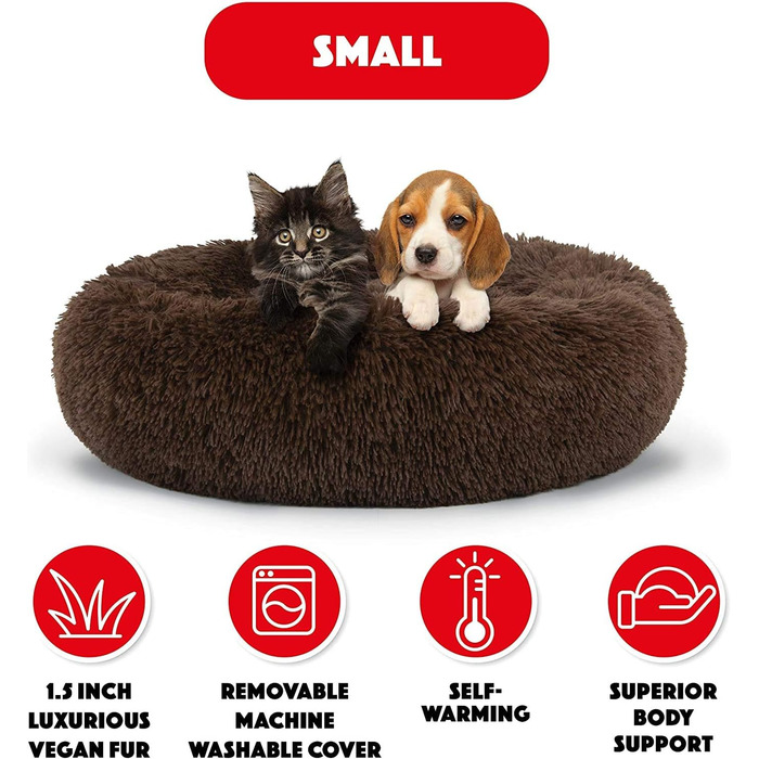 Крісло-лежанка для собак та кошенят Donut, м'яке, пухнасте, L (колір кавовий, 120 см)