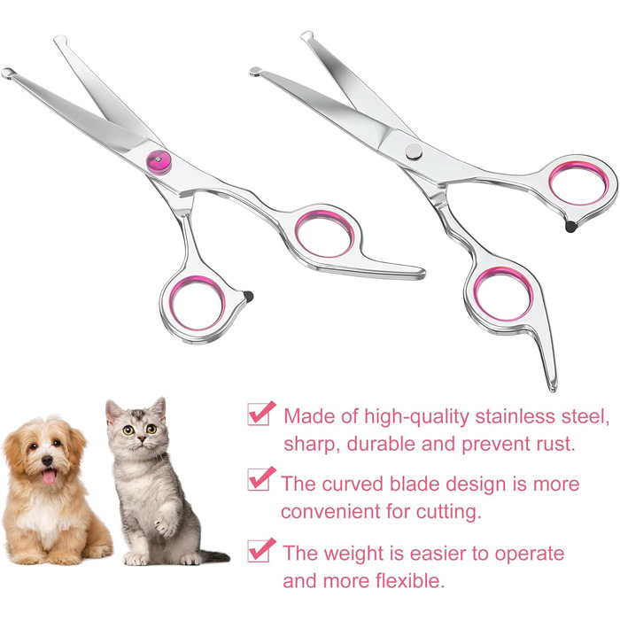 Ножиці для грумінгу собак правою рукою від Petsvv: вигнуті, з безпечними закругленими кінцями, з нержавіючої сталі. Підходять для собак, котів та інших тварин.