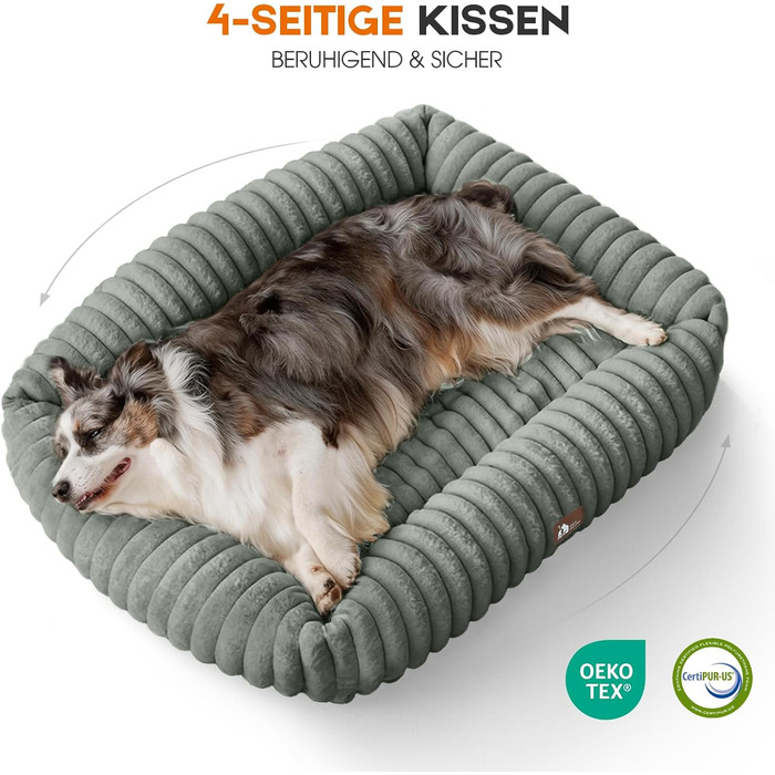 М'який лежак для собак, ортопедичний, великі породи, з підголовником, знімний, для собак XL, сірий (109x76x20 см)