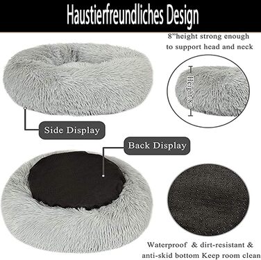 Ортопедичне ліжко-лежанка для собак XL: м'яке, кушетка з memory foam, антистрес, для великих та середніх собак, сіре