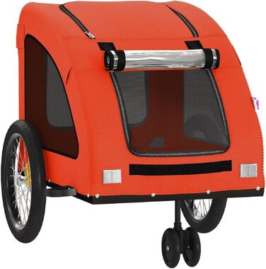 Причіп для тварин на велосипед, Оксфорд та залізо, для дому, оранжевий (125 x 52 x 53 см)