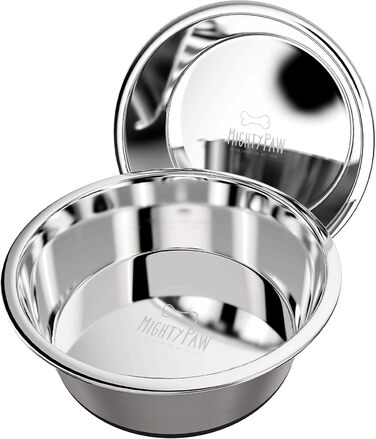 Mighty Paw миски для собак з нержавіючої сталі, 2 шт, нековзкі, захист від проливання, для води та корму, для великих і малих порід, можна мити в посудомийці