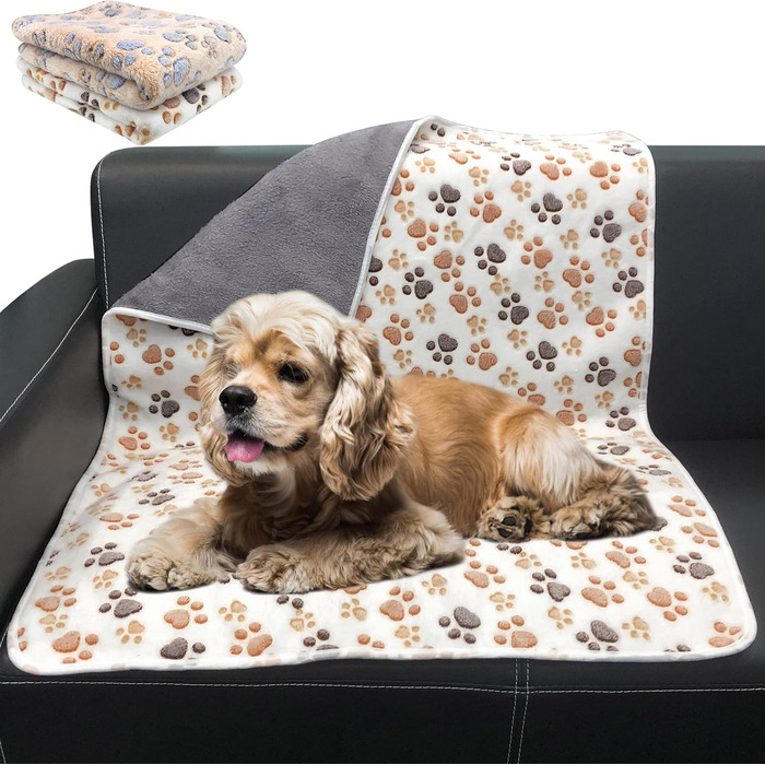 Водонепроникні ковдри для собак HYLYUN (2 шт.) - м'які, плюшеві, реверсивні. Підходять для собак, цуценят та котів (L 76x104 см)