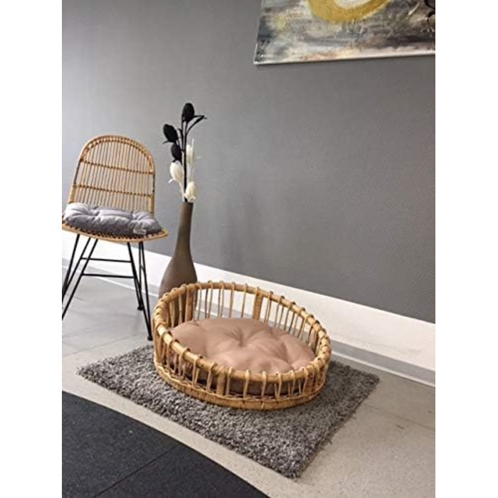 Лежанка для собак та котів Lenny з ротангу, діаметр 60 см