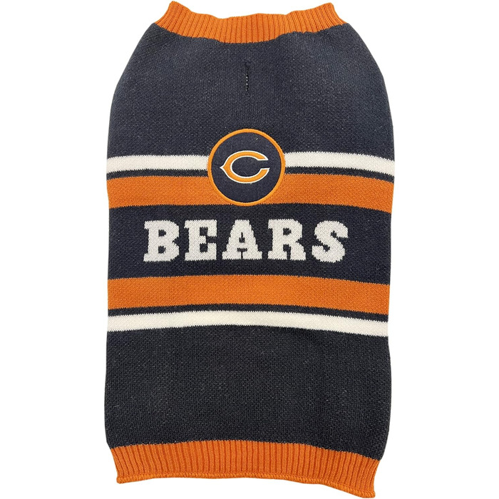 Теплий в'язаний светр для собак Chicago Bears NFL, розмір M, з логотипом команди, для великих і малих порід