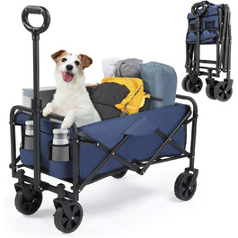 Бонло - візок-трансформер для покупок, кемпінгу та відпочинку на природі, 600D Oxford, 100 кг, сталевий каркас, блакитний