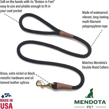 Повідок для собак Mendota Pet Snap, плетений, помаранчевий, 1,27 см × 1,22 м