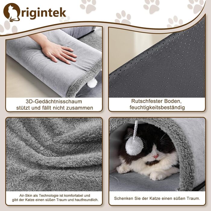 Туннель для котів Origintek, іграшка-ліжко, великий 70x70 см