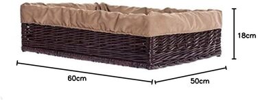 Корзина для собак і котів з плетеної лози, лежанка для тварин, 60x50x18 см, коричнева