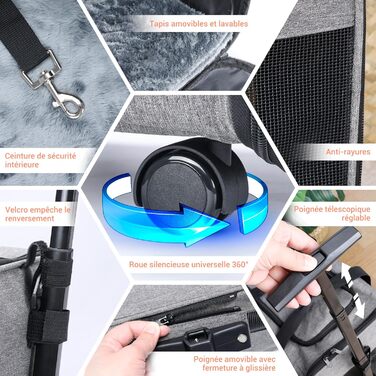 Транспортна сумка для собак та котів до 9 кг з колесами, переноска для авіаперельотів, сіра