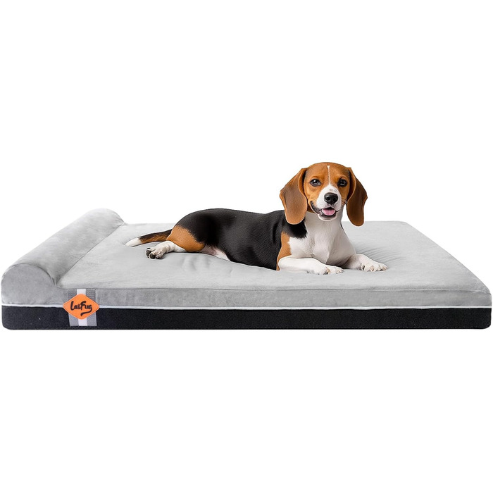 Ортопедичне ліжко для собак Laifug з Memory Foam, великого розміру, водонепроникний вкладиш, знімна наволочка (сірий сланець) (101 x 63 x 15 см)