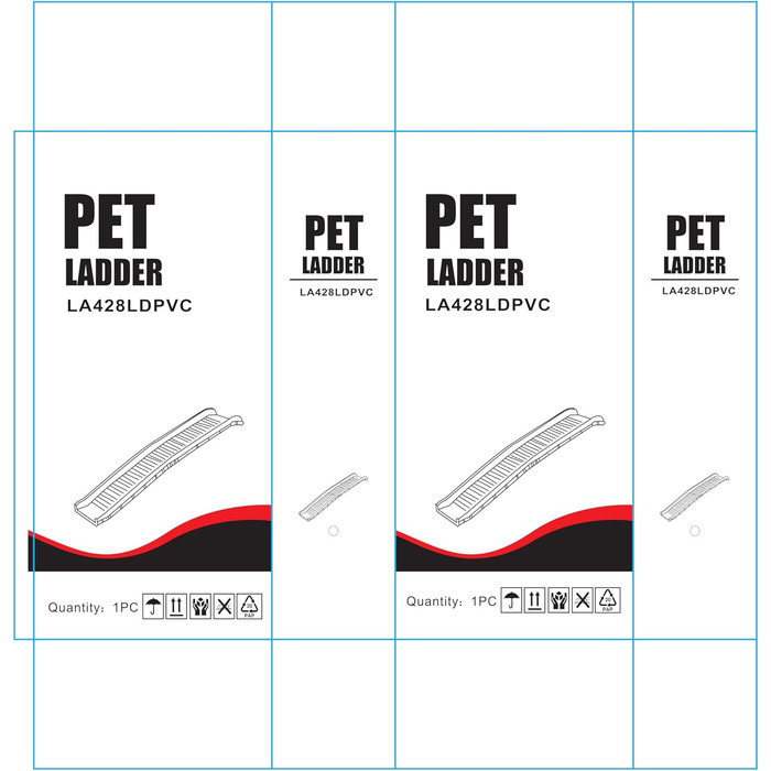 Рампа для домашніх тварин Lanco – 4 секції, складана, PVC, 156x40x16 см