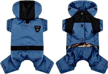 Зимовий теплий одяг для собак, бавовняна куртка з кільцем D, водонепроникний, для прогулянок та ігор у снігу (Roa) Roa (S, Blue)