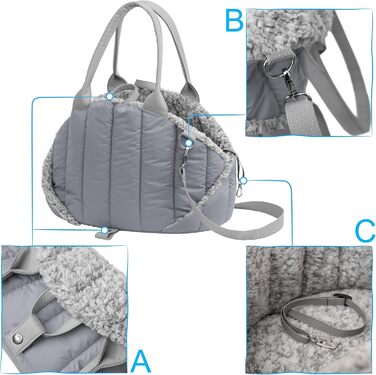 Сумка-переноска для собак, транспортувальна сумка, переноска для тварин, регульована висота, аксесуари для собак, переноска для подорожей, 38x24x28 см, розмір Asche 1: 38x24x28 см Asche