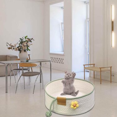 Квіткове ліжко для кота, 50 см, Fatbarer, зручне гніздо, дихаюче, міцне, сіро-бежеве (L, Бежевий)