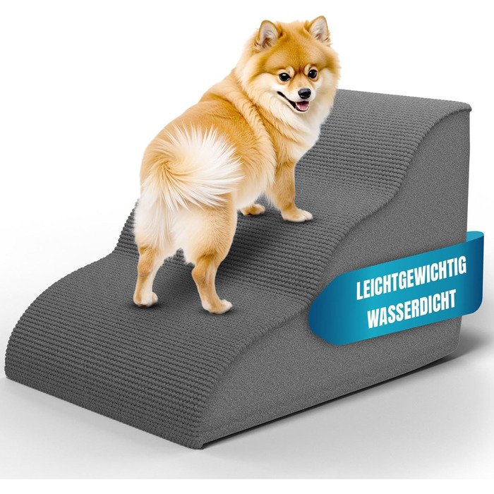 Сходинка для собак Nuraya: 3 сходинки, 40 см, з антиковзким покриттям. Підходить для маленьких собак та котів. Зручна для доступу до диванів та ліжок. Легко миється.