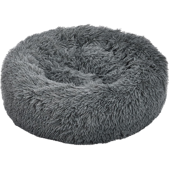 Ліжко для собак та котів Dehner Cookie, Ø 58 см, висота 14 см, поліестер/плюш, сірий