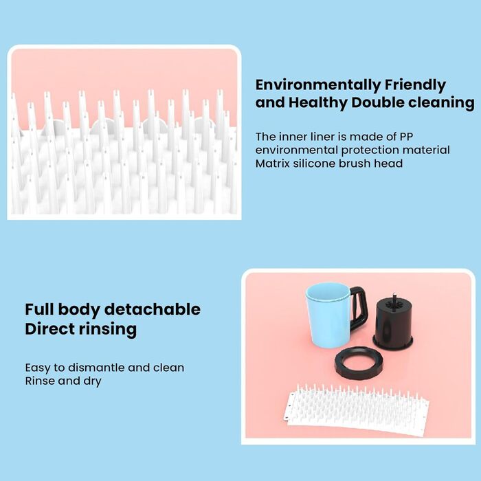 Портативний очищувач лап для собак, силіконовий, рожевий. Очищувач лап для собак 360° з масажем та доглядом за брудними кігтями.