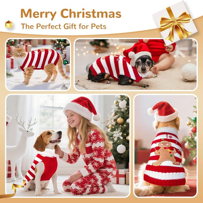 Теплий зимовий светр для собак з малюнком імбирного пряника, червоний, розмір XX-Large