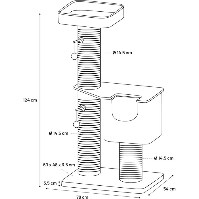Дряпка для котів Flamingo – Колір: фіолетовий, сірий – 78 x 49,5 x 121 см