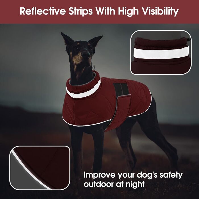 Зимова куртка для собак середнього розміру ASENKU, флісова, водовідштовхувальна, з отвором для шлейки, світловідбиваюча, в клітинку, зелена (M, червона)