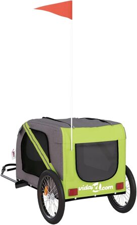 Велосипедний причіп для собак Зелений та Сірий, Oxford-Gewebe та Метал, Модель 93885