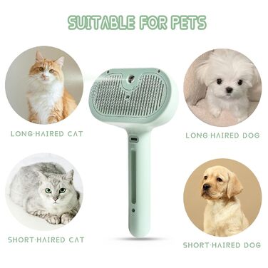 Парова щітка 3-в-1 для котів та собак - видалення шерсті, водяний спрей, для довгої та короткої шерсті (зелена)