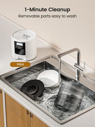 Автоматичний годівниця для котів та собак Anykuu 4L з таймером та контролем порцій. Автоматичний диспенсер для сухого корму з функцією запису (10с) для маленьких та середніх тварин, білий