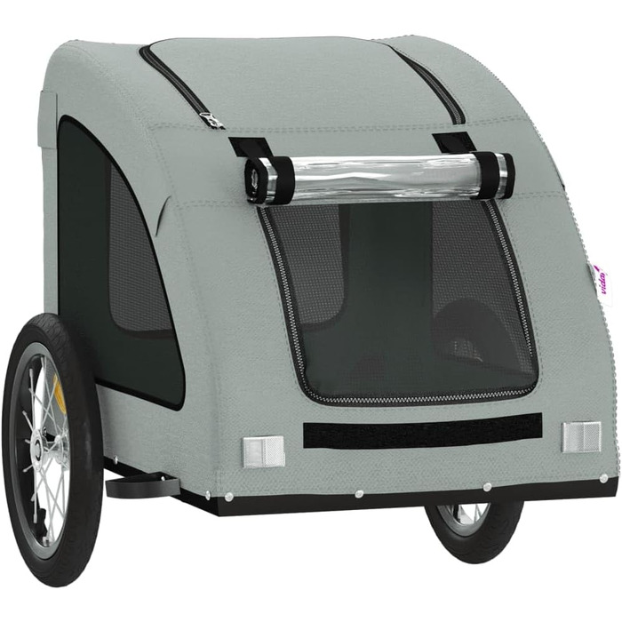 Причіп для собак Fasba: надійний та безпечний причіп для велосипеда, сірий, з прапором та відбивачами, для собак та котів, 63.5 x 124.5 x 66 см