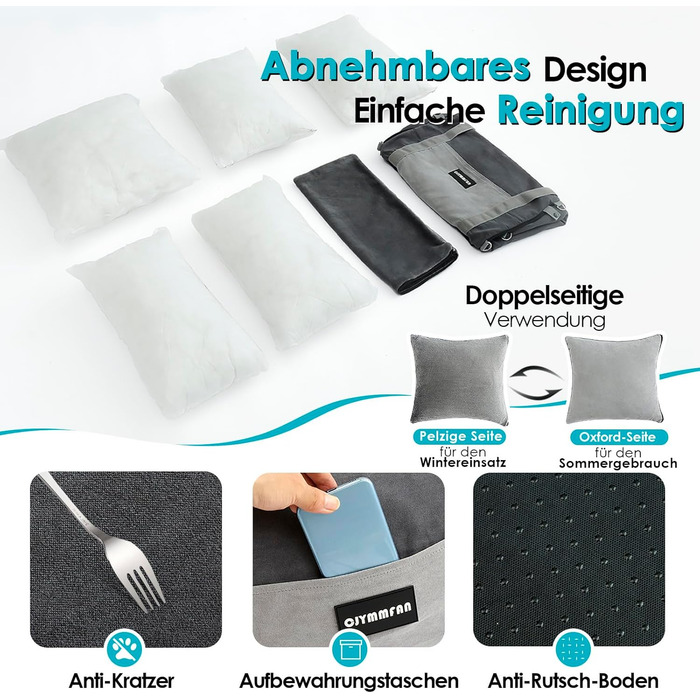 Автомобільний лежак для собак маленьких та середніх порід (до 15 кг), з висувним лежаком, знімний та миючий, з кишенями та ременем безпеки, зелений. Лежак для собак у машину (сірий).