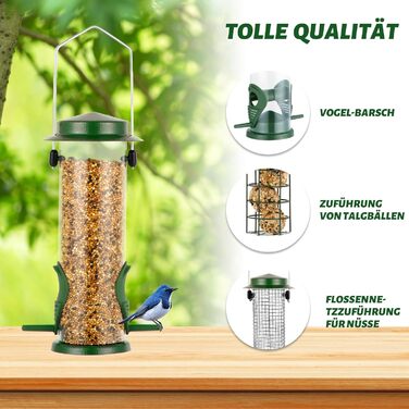 Набір годівниць для птахів Urban Deco (3 шт.), міцний металевий годівник, легко чистити та поповнювати, зелений