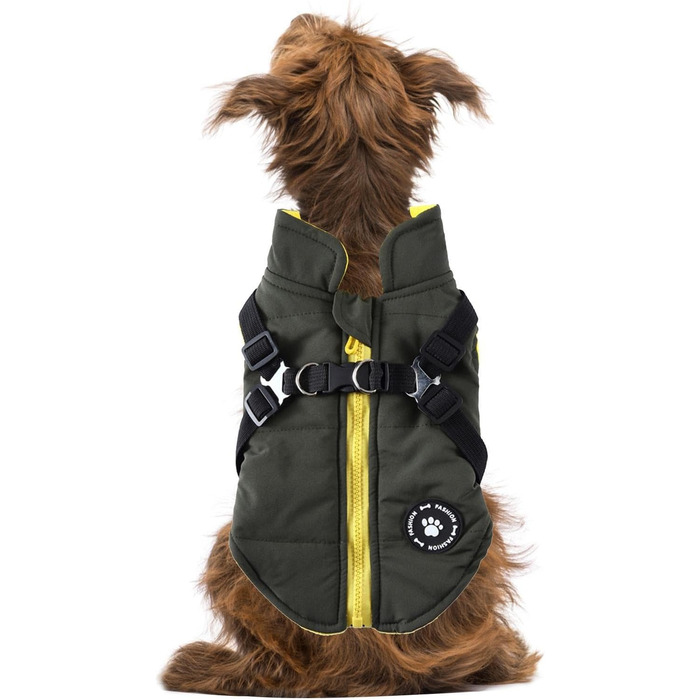 Зимова куртка для маленьких собак: тепла, вітронепроникна, водонепроникна, двостороння куртка з блискавкою. Зелена, XS