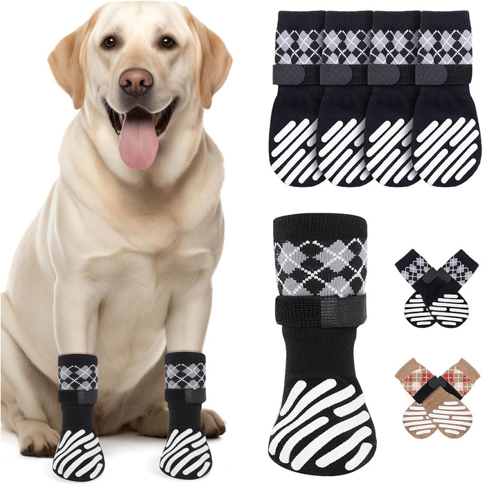 Чоботи для собак PICK FOR LIFE: захист подушечок лап, антиковзаючі, для дому, чорні (M)