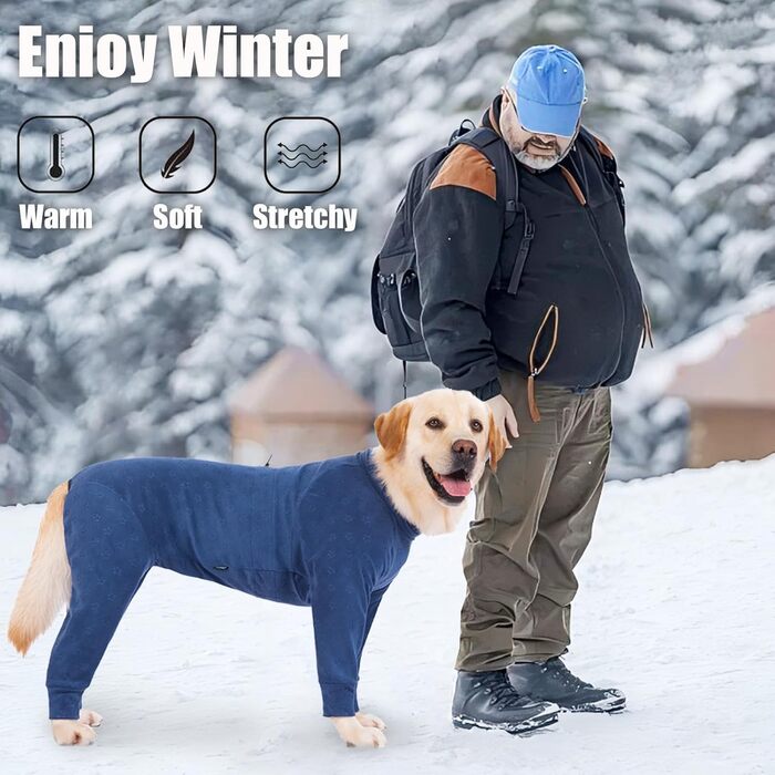 Теплий зимовий костюм для собак: флісовий пуловер з ніжками, халат, куртка для великих та середніх собак, 7XL, колір морський