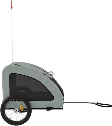 Фасба Причіп для собак, велосипедний причіп для тварин, причіп для собак з відбивачами та прапором, причіп для котів та домашніх тварин, сірий, Оксфордська тканина та метал, 137 x 68 x 72 см (Д x Ш x В)