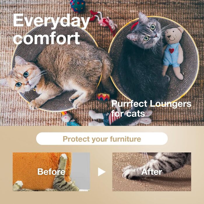 Когтеточка для котів Necoichi Cozy XL, з екоматеріалів, дуб, 100% перероблений папір, без хімікатів