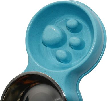 Миска для собак Frenchie Fress, нержавіюча сталь, інтерактивна, для повільного годування, екологічна, біла (блакитна)