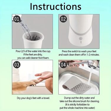Автоматичний очищувач лап для тварин: портативний, знімний, з м'якою силіконовою щіткою для собак та котів