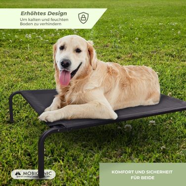 Mobiclinic® Cleo: Підвищене собаче ліжко, сіре, 122x71x21 см. Ізольоване, для внутрішнього та зовнішнього використання, міцне, легко миється, без інструментів, до 60 кг