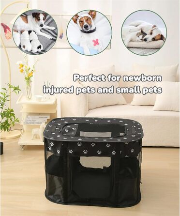 Портативне собаче будиночок/загороди для тварин 90x70x60 см. Складаний вольєр для домашніх тварин, прямокутний, кімната для відпочинку, будиночок для котів/цуценят, чорний