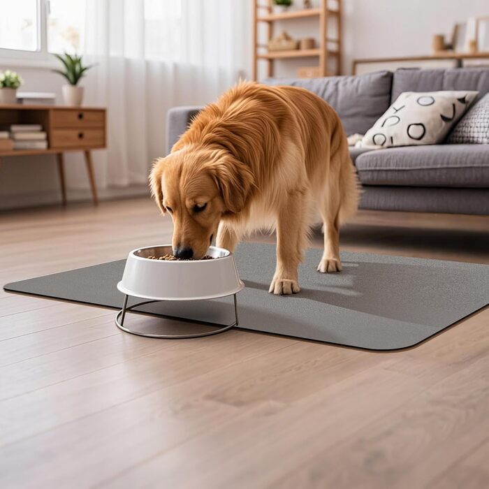 Підкладка під миску для собак та котів, нековзна, 60 x 150 см, сірий колір
