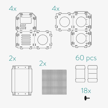 Модульний картонний будинок для котів та кошенят: 4 блоки та 2 містки